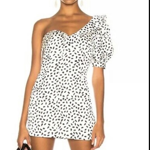 NWT Self Portrait One Shoulder Puff Sleeve Dress - Picture 3 of 4